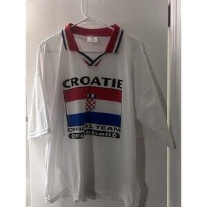 Vintage Croatie World Cup Soccer Jersey Men L/XL White GUC